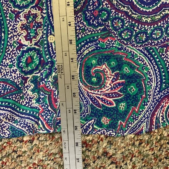 Lauren Ralph Lauren Purple Paisley 3/4 Sleeve Collared Button Up Top Size PL - Picture 9 of 10